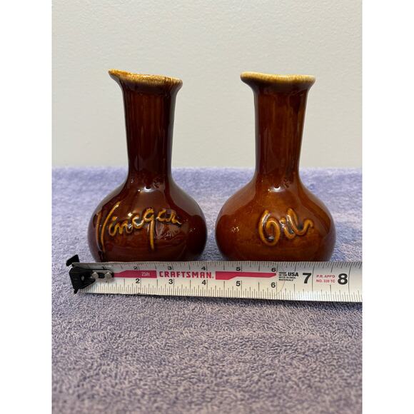 Hull Brown Drip Pottery VINTAGE Oil And Vinegar - Picture 10 of 10